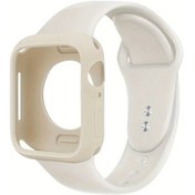 Resim Gaojunshop01 İwatch 42mm 44mm Seri 1 2 3 4 5 6 Se Beige Silikon Bileklik Ve Kılıf 