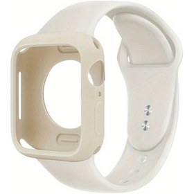 Resim Gaojunshop01 İwatch 42mm 44mm Seri 1 2 3 4 5 6 Se Beige Silikon Bileklik Ve Kılıf 