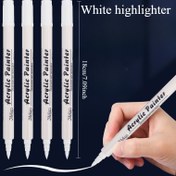 Resim 4 adet Beyaz Akrilik Vurgu Kalemi - Su Geçirmez, Hızlı Kuruyan, Öğrenci Sanat, DIY Projeleri ve Düzeltmeler için Orta Uç - Çizim ve Yazma için Dayanıklı Beyaz Kalemler, Vurgu Kalemleri, Çizim Araçları, Şık Yazma Aracı, Pürüzsüz Yazma Ucu 