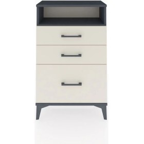 Resim Arges Komodin Tek Raflı 3 Çekmeceli 60X30X96 Antrasit-Aytaşı 