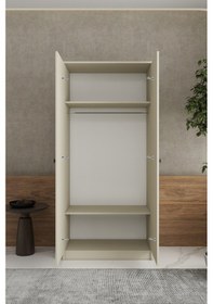 Resim 2 Kapaklı 2 Raflı Tek Askılı Mega Elbise Dolabı İmb066 Bej 