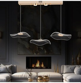 Resim Jolie 3'lü Sıralı 3 Renkli 26 Watt Gold Kristal Ledli Modern Oturma Odası Salon Sarkıt Avize Diğer 