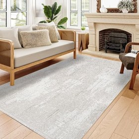 Resim Krem Geometrik Modern Geometrik Etnik Eskitme Desenli Boho Makinada Yıkanabilir Hafif Hav Toz Vermez Leke Tutmaz Kaymaz Taban Dijital Makine Baskı Halı Oturma Odası Salon Yolluk Koridor Mutfak Halısı 