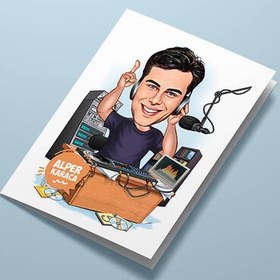 Resim DJ Erkek Karikatürlü Tebrik Kartı 