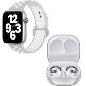 Resim DesDesign Watch 7 Nike 44 Gümüş Akıllı Saat Galaxy Buds Pro Beyaz Kablosuz Bluetooth Kulaklık 