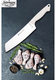 Resim Sürmene Serisi Santoku Mutfak Şef Bıçak Et Ekmek Sebze Salata Şef Bıçağı Beyaz Verzalit Sap Hds-158 Beyaz 