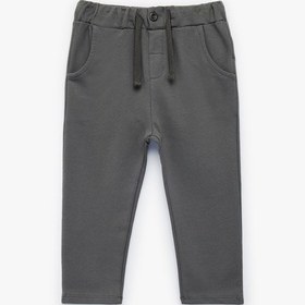 Resim Koton Beli Ayarlanabilir Lastikli Düğmeli Pamuklu Eşofman Altı Antrasit 6smb40014tk Antrasit 