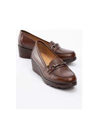 Resim Kadın Dolgu Topuk Comfort Ayakkabı Gerçek Deri Br 44300 Taba Null Taba 