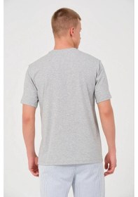 Resim Assema Erkek Düz Kısa Kol Penye T-shirt - Gri Çok Renkli 