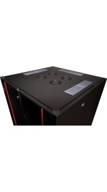 Resim Lande 42U 800X800 Hyperline Dikili Tip Rack Kabinet (Siyah) (Ön Cam Kapak / Tekerlekli) 