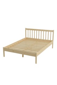 Resim Tera Masif Karyola Başlıklı Doğal Ahşap Yatak - 120 X 200 