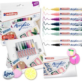 Resim STOREMAX TknszrShop Start Easy Set akrilik boya kalemleri, su geçirmez; ince ve orta uç, kartpostal pedi da 