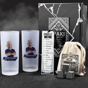 Resim Erkeklere Karikatürlü İkili Rakı Kadehi Seti Hediye Kutusu 