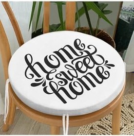 Resim RealHomes Home Sweet Home Dijital Baskılı Yuvarlak Fermuarlı Sandalye Minderi, FrmYuv-606 