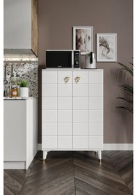 Resim Bella Çok Amaçlı Dolap Mutfak Balkon Kiler Banyo Ayakkabılık Dolabı Beyaz Gold 