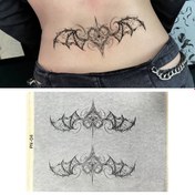 Resim 1 adet Gotik Yarasa Kanat Dövme Transfer Kağıdı - Önceden Tasarlanmış Geçici Dövme Şablonu, Koruyucu Kılıf, Çizim Gerektirmez, Bel, Kol, Kalça, Vücut Delme İçin - Kolay Uygulama ve Çıkarma, Gotik, Koyu Fantastik veya Günlük Vücut Sanatı İçin Mükemmel - Başlangıç Seviyesi ve Profesyonel Kullanıcılar İçin İdeal, Goth Aksesuarları, İncelikli Desen Tasarımı, Detaylı Desen Çalışması, Bel Süslemesi, Yüksek Kaliteli Transfer, Cosplay Tutkunları 