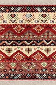 Resim On The Clouds Kilim Desenli Etnik Dijital Baskı Yıkanabilir Kaymaz Taban Modern Salon Halısı ve Yolluk MEG949, 130 x 180 