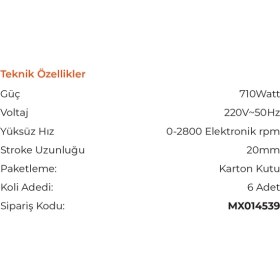 Resim Max Extra MX4539 - Tilki Kuyruğu Testere Makinası 710 Watt 