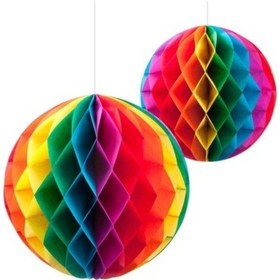 Resim Rengarenk Kağıt Süs Fener 30 Cm 1 Adet 