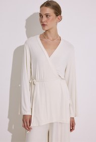 Resim Tie Front Draped Kimono Pearl - PEARL / M/L 