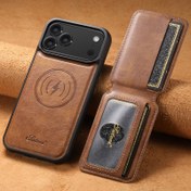 Resim SUTENI Kablosuz Şarjlı Yağ Balmumu Tasarımı Taklit Suni Deri Manyetik Kart Tutucu Stand Fotoğraf Çerçevesi Telefon Kılıfı for iphone 17 Pro Max, 17 Air, 16E, 15 Plus, 14, 13, 12 Tüm Cinsiyetler İçin Uygun, Tatillerde Aile, Arkadaşlar ve Yaşlılar İçin İdeal Hediye 