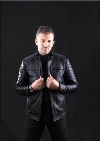 Resim Hakiki Kuzu Derisi Düz Kesim Erkek Mont Siyah Siyah 