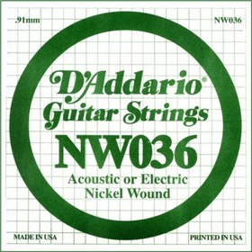 Resim D'Addario NW036 Nickel Wound Elektro ve Akustik Gitar Tek Tel (36) 