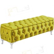Resim Lüks Sandıklı Chester Puf Bench Ayakucu Koltuk 90 Cm Sarı 