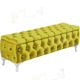 Resim Lüks Sandıklı Chester Puf Bench Ayakucu Koltuk 90 Cm Sarı 