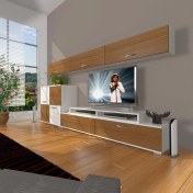 Resim Decoraktiv Ekoflex 8 Slm Tv Ünitesi Tv Sehpası - Beyaz - Ceviz 