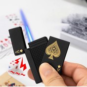 Resim hızıroğulları Yaratici Poker Tasarim Jet Alev Oyun Kartı Rüzgar Geçirmez Çakmak 