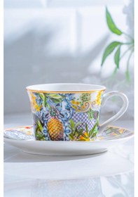 Resim Acar Capri 12 Parça 6 Kişilik Porselen Kahve Fincanı Takımı 200 Ml Çok Renkli 