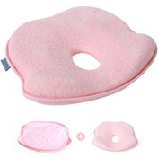 Resim Kangvka 0-1 Yaş Bebek Hafıza Köpük Yastığı - Düz Kafa Sendromundan Koruma, Yıkama Uygun, İpek Yakası Pembe + Ek Örtü 