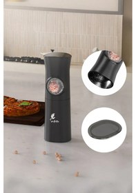 Resim Gangnam Pilli Tuz Karabiber Değirmeni Otomatik Baharat Öğütücü Siyah 