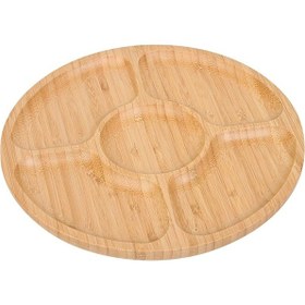Resim Suntek 5 Bölmeli Ahşap Tepsi Şekerler Parti Meze Için 25x25cm 