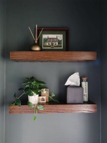 Resim Dekoratif Doğal Ahşap 2 Li Takım 170x15x4 Cm Gizli Aparatlı Raf Ahşap 