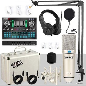 Resim Midex Cx1 Diamond Set Efektli Ses Kartı Mikrofon Kulaklık Stand Kayıt Canlı Yayın Seti - Pc ve Telefon 