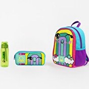 Resim United Colors Of Benetton Gökkuşağı Üçlü Anaokul Çantası Seti - Anaokul Çantası - Çift Gözlü Kalem Kutusu - Matara 