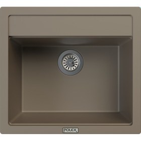 Resim Polex Cristalüx Granit Evye P-08 Toprak Tezgah Altı Ve Tezgah Üstü Kare Mutfak Evyesi 55.5x50 CM 