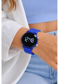 Resim Mavi Led Dijital Kol Saati Silikon Kordonlu Unisex Modern Spor Kadın Erkek Çocuk Saat Mavi 