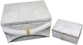 Resim Özel Tasarım 2li Kadife Çeyiz Sandık Seti - 09 