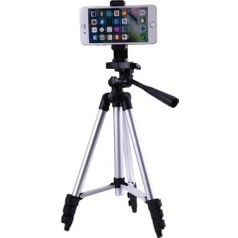 Resim BandB Cep Telefonları İçin 135 cm Alüminyum Tripod Taşıma Çantalı Tripod + 3 Ayak Sehpa Telefon Tutucu 