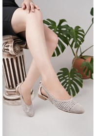 Resim Nesilshoes Nesil Shoes Ceylan 230 Ten Taşlı Hasır Kadın Babet 