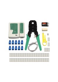 Resim Springsun Yüksek Kaliteli Rj45 Kablolama Seti - Sıkma Aleti, Kablo Soyucu Ve Test Cihazı Dahil Yeşil 