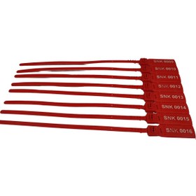 Resim SenkronGroup SenkronSeals Metal Klipsli Plastik Kayış Mühür Kırmızı Sıra Numaralı- 360mm / 100 ADET 