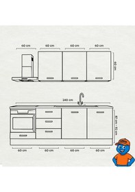 Resim 240 Cm Mutfak Dolabı Mdf Kapak Tezgah Dahil Yrkn240 99 Siyah 