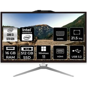 Resim Msı Pro AP222T Intel Core I3 13100 16GB 512GB SSD 21.5" Fhd W11P Multi-Touch All In One Bilgisayar & Per4 USB Bellek 13M210XEUP412 