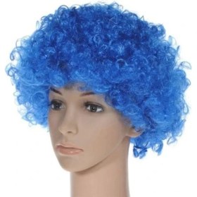 Resim Mavi Renk Kıvırcık Peruk 