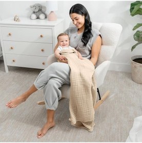 Resim 4 Katlı Çok Amaçlı Müslin Örtü & Battaniye %100 Pamuk, Oeko-teks Sertifikalı 80x80 Cm Bej 