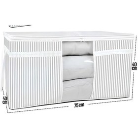 Resim 2 Adet Pencereli Yastık Yorgan Hurcu Büyük Boy 75x40x40 Cm Gri-beyaz 